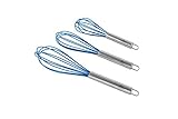 Bloomsbury Home 3pc Silicone Kitchen Wired Whisk Set - Stainless Steel, Silicone Coated