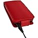 iGadgitz Red Leather Case for Sony Walkman NWZ-E384 with Detachable Carabiner + Screen Protector