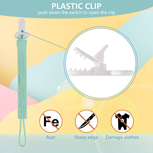 Silicone Pacifier Clip, 4 Pack One Piece Dinosaur Pacifier Clip Holder