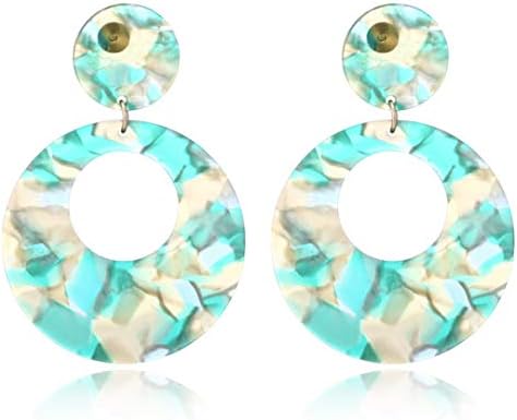 Faliya Fashion Exaggerated Acrylic Circle Shape Earrings Personality Geometric Natural Resin Earrings for Women Minimalist Jewelry Cutout Earrings