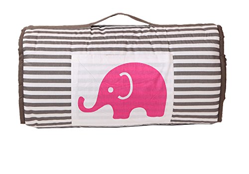 Bacati Elephants Nap Mat Bedding Set, Pink/Grey