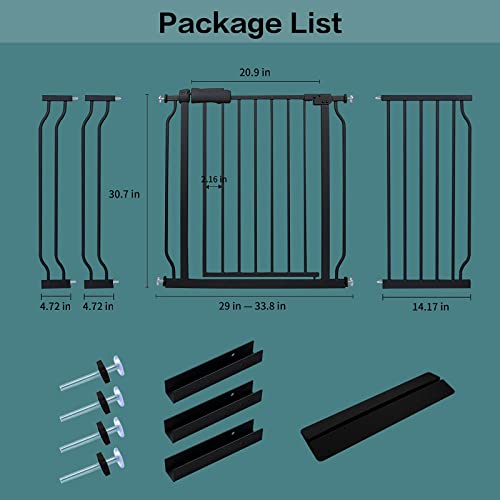 COSEND Extra Wide Baby Gate Tension Indoor Safety Gates Black Metal