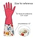 Household Cleaning Rubber Gloves with Cotton Lining, Long Natural Latex Dishwashing Gloves, Pink, 2 Pairs