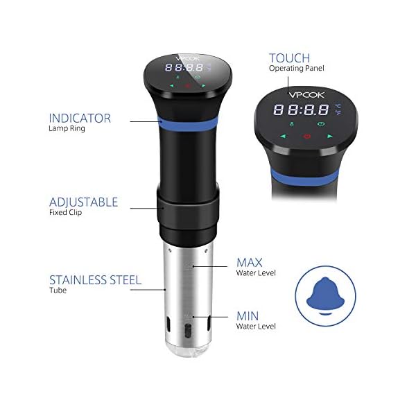 Sous Vide Cooker VPCOK Sous Vide Precision Cooker Immersion Circulator Sous Vide Machine, Accurate Temperature and Time Control Sous Vide Cookbook Included
