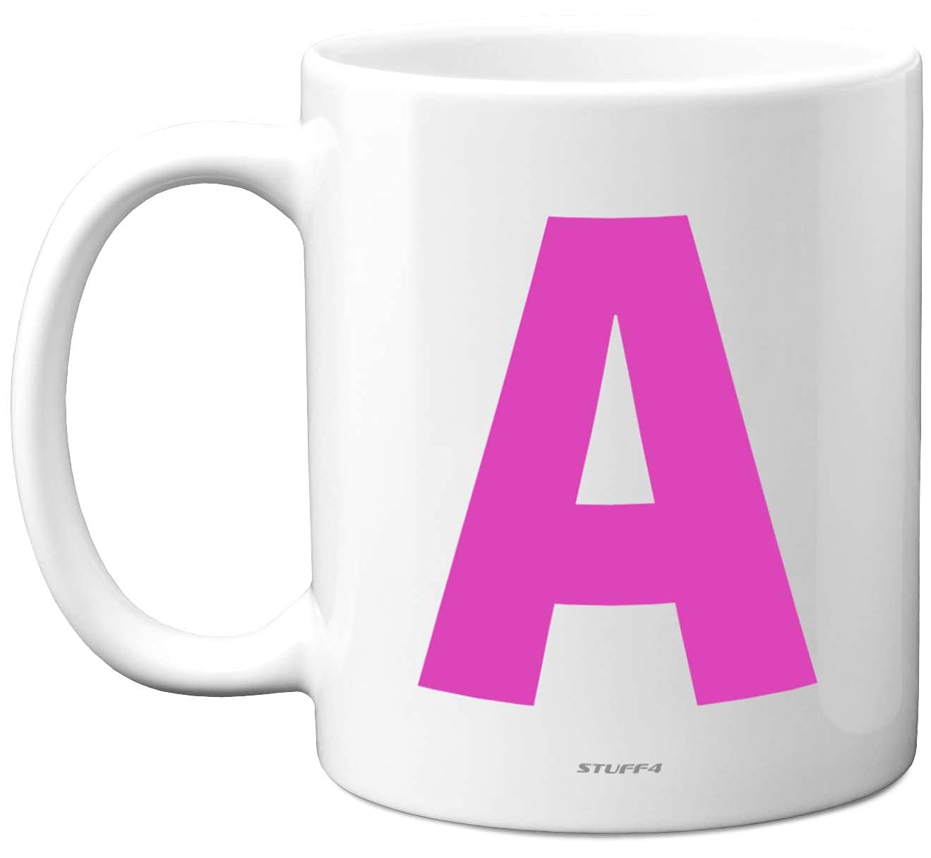 Stuff4 Personalised Alphabet Pink Initial Mug - Letter A Mug, Gifts for Her, Mothers Day, Birthday Gift for Mum, 11oz Ceramic Dishwasher Safe Anniversary, Valentines, Christmas, Retirement