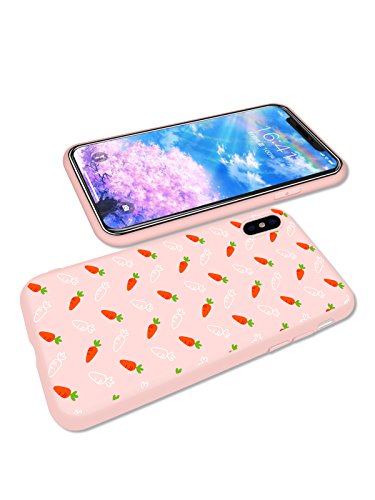 MAYCARI Soft Silicone iPhone X Case Full Protective with Carrot Pattern Print Ultra Silm Rubber Drop Protection for Apple 10 Cover for Women and Girl