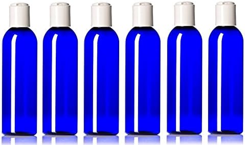 Newday Bottles, 4 oz Empty Plastic Bottles BPA-Free Leak Proof with Disc Top Cap Lids Refillable Containers for Shampoo, Lotion, Liquid Soap (4 oz Blue with White Cap)