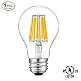 SUNMEG A19 10W LED Filament Bulb, Replacement to 100w Incandescent Bulbs, 1000 Lumens, E26 Medium Base, Warm White (2700K), 120VAC, Non-dimmable (1- Pack)