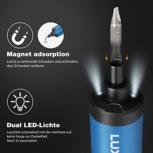 LUXTER 3,6V Akkuschrauber Set, 2,0Ah Li-Ion Akku, Mini Akkuschrauber mit 3-Gang-Drehmomenteinstellung, 26 Bits, LED… – Bild 5