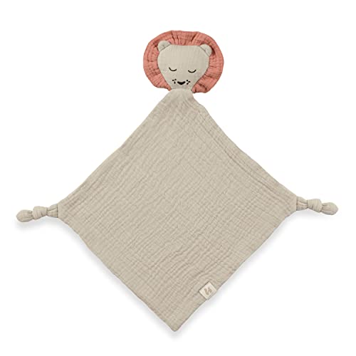 hauck Cuddle N Play, Leone - Doudou Neonato in Mussola di Cotone - Peluche per la Nanna 25x25 cm - Morbido e Traspirante - Pupazzo Lavabile in Lavatrice a 60°