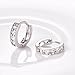 GULICX White Gold Plated Brass Hoops Huggie Earrings Princess Cut CZ Sleeper Earrings Diameter 14 mm
