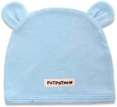 Babe Care Unisex Baby Newborn Organic Reversible Twist Cap with Ear (0-3 Month) -Blue