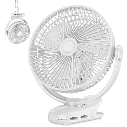 10.000 mAh 30 Stunden wiederaufladbarer Ventilator, tragbar, 20,3 cm Clip-on-Ventilator, batteriebetriebener Ventilator, Golfwagen-Ventilator, 4 Gesch