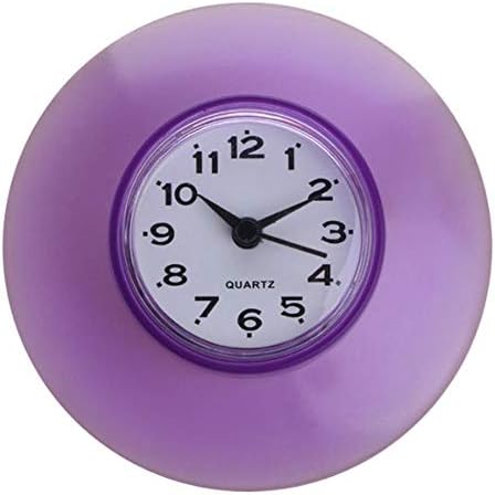 meiyuan Waterproof Suction Cup Wall Clock for Kitchen Fridge Bathroom Shower Purple