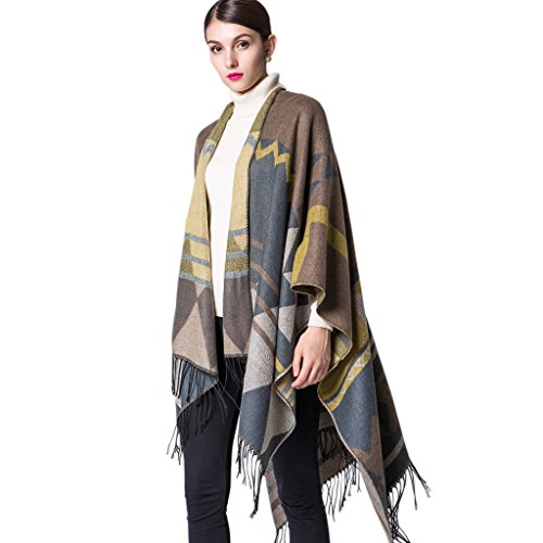 Women s bohemia tassels open front plus size poncho blanket cape …