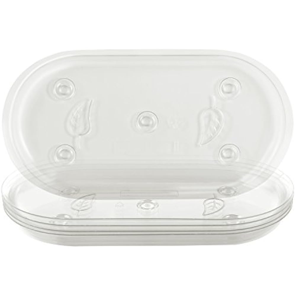 Oval Saucers 5 Pieces 12 6 1/4 Inches Clear Plastic Heavy Duty Plant