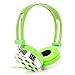 rockpapa Skull On Ear Wired Headphones Earphones Foldable, Adjustable Headband for Kids Child Toddler Teens Age 3-15, Tablet Laptop Smartphone Mp3 Switch Green