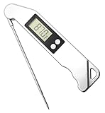 TedGem Cooking Thermometer, Digital Instant Read Food Meat Thermometer, Digital Electronic BBQ Thermometer with Collapsible Internal Probe (Silver)