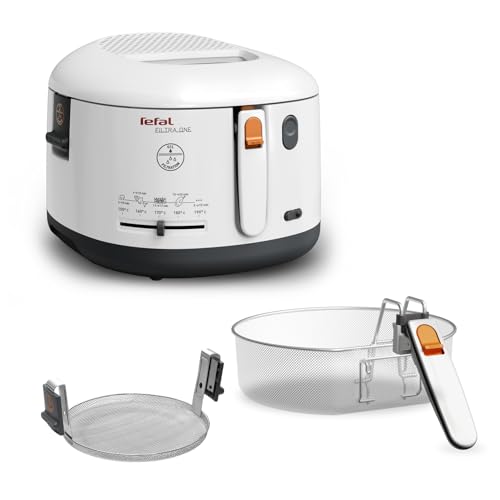 Tefal Fritteuse mit Ölfilter geruchsarm, wärmeisoliert sicher zum Anfassen, kompakt einklappbare Griffe, 150-190°C einstellbar, spülmaschinenfest, für Pommes Nuggets Snacks, antihaftbeschichtet