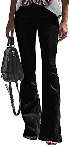 Women's Regular Slim Fit Denim Solid Color High Rise Flared Bootcut Jeans