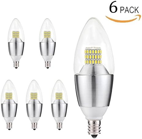 New Galaxy Lighting 7W LED Chandelier Candelabra Light Bulb, E12 Base 60 Watt Equivalent, 2700K Warm White, Pack of 6