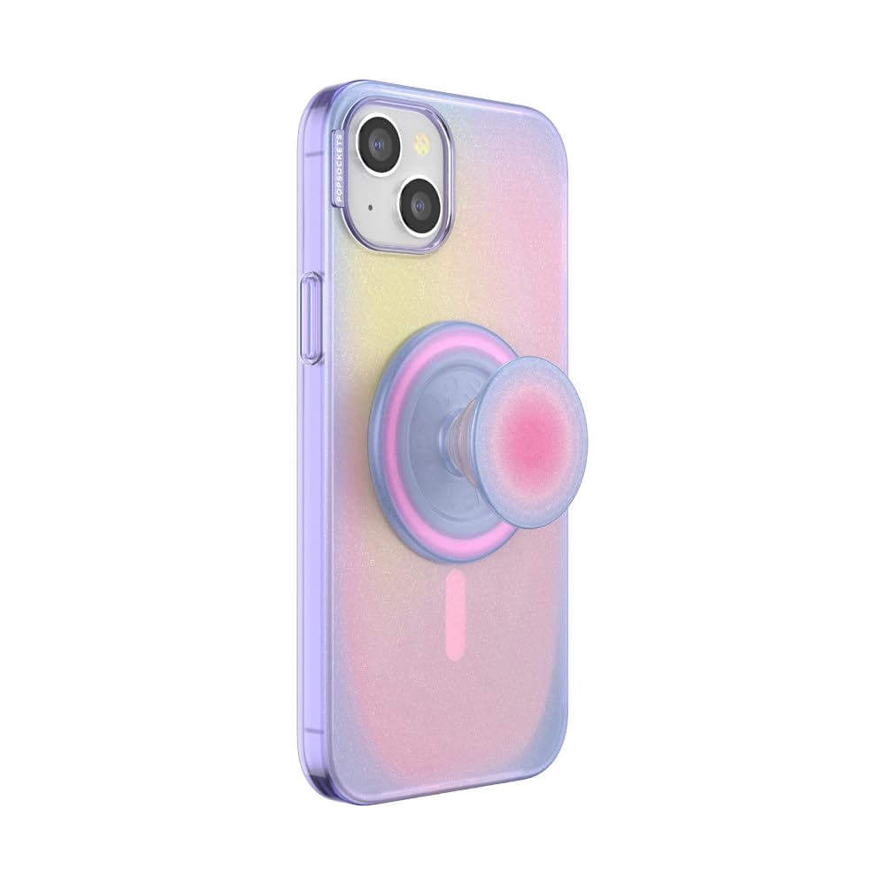 PopSockets iPhone 15 Plus Case with Round Phone Grip Compatible with MagSafe, Phone Case for iPhone 15 Plus, Wireless Charging Compatible - Aura Image