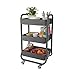 DESIGNA 3-Tier Metal Rolling Utility Cart，Heavy Duty Storage Carts Organization Cart with 2 Lockable Wheels，Multifunctional Metal Craft Art Carts for Gift Home Office，Black