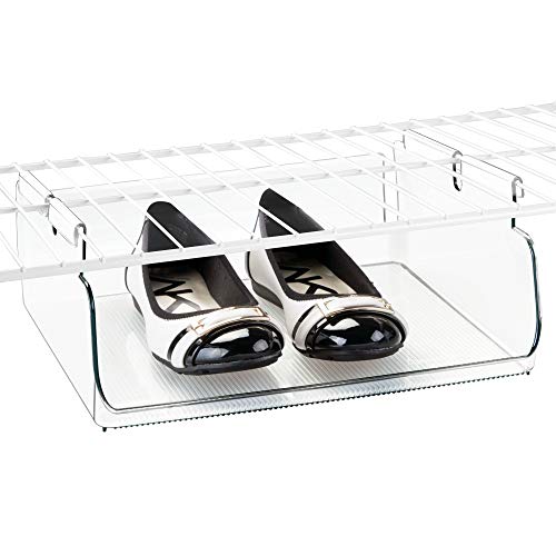 InterDesign Tru-Grasp Plastic Wire Shelving Organizer Basket, BPA-Free Under Shelf Hanging Bin for Bedroom, Bathroom, Kitchen Storage, 12.25