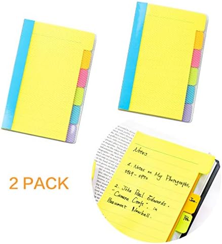 PrettyFNT Colored Divider Sticky Notes, Tabbed Sticky Notes, Self-Stick Lined Note Pad, 4x6 Inches,6 Assorted Colors,2 Pack Set