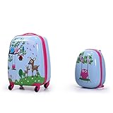 Tobbi 2PcKids Carry On Luggage and Backpack Upright Hard Side Hard Shell Suitcase 12