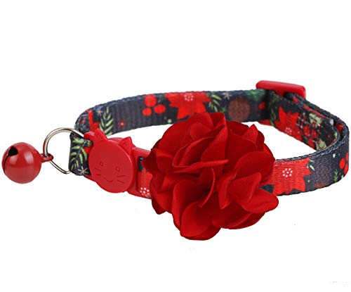 BoomBone Christmas Cat Collar Flower,Dog Collars Charms Pet Xmas Accessories - Thumbnail 4