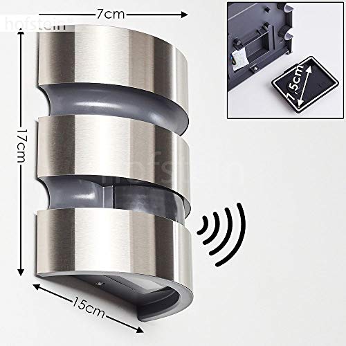 LED Außenwandleuchte Kolding m. Bewegungsmelder, Wandlampe aus Metall in Edelstahl, Gartenbeleuchtung m. 17 Watt, 1000… – Bild 4