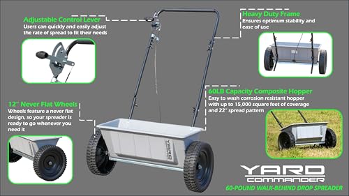 Yard Commander - 60 LB Walk-Behind Push Drop Spreader - Holds Up photo 9