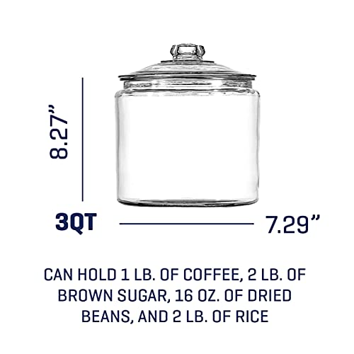 Anchor Hocking 3 Quart Heritage Hill Glass Jar with Lid (2 piece, all glass, dishwasher safe