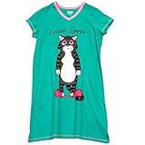 Feline Sleepy-Cat V-Neck Nightshirt by LazyOne