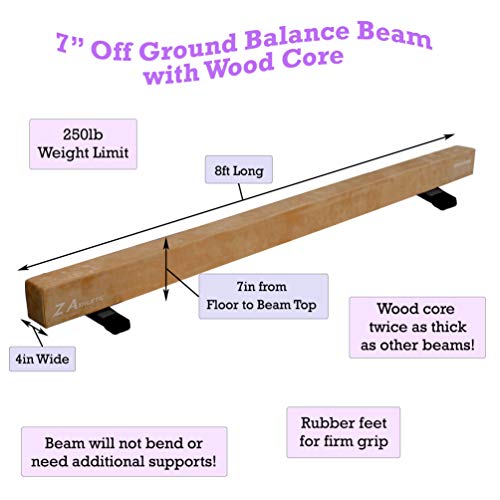 Z ATHLETIC Expandable Kip Bar for Gymnastics, 4ft x 8ft x 2in Mat, & 7” Off Ground Balance Beam