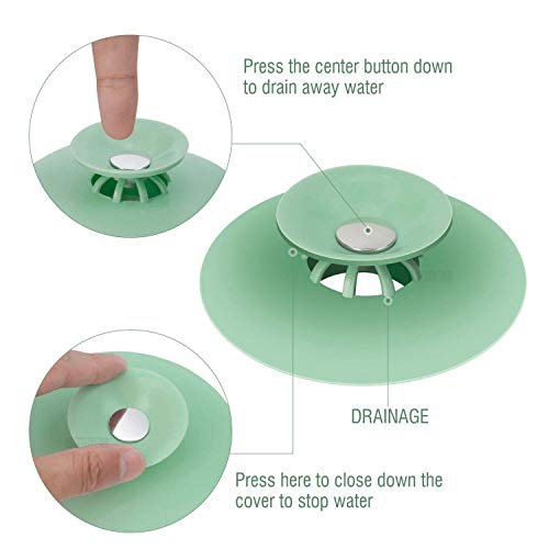 MOLICUI Drain Stopper,Trap Hair Catcher Bathtub 2-in-1 Silicone Drain Tub Stopper, Strainers for Floor, Kitchen, Laundry, and Bathroom 5 Pack