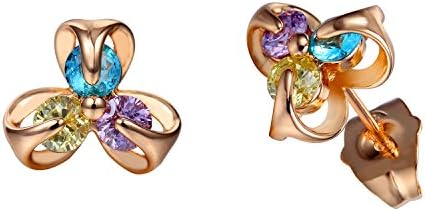 Art Kim 18K Gold Plated Charm Earrings Coloured Cubic Zirconia Flower Stud Earrings Set for Women