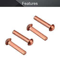 MroMax 100Pcs M2 Round Head Copper Solid Rivets