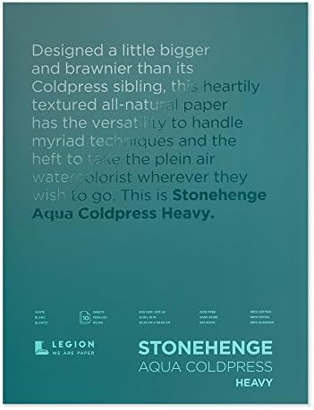 Legion Stonehenge Aqua Heavy Watercolor Block, 300lb, Chilly Press, 12 by 16 Inches, White, 10 Sheets (L21-SQC300WH1216)
