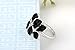 Angelady Women Girls Black Enamel Flower Austrian Crystals Cocktail Ring 18K Platinum / Rose Gold Plated