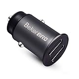 Bekerbro Small USB Car Charger, Zinc-alloy Shell 4.8A 24W Dual Smart Port for iPhone 7 / 6s / Plus, iPad Pro / Air 2 / mini, Galaxy S7 / S6 / Edge / Plus, Note 5 / 4, LG, HTC and More (Space Grey)