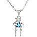 Sterling Silver Birthstone Necklace December Baby Brat Girl Blue Topaz Color Cubic Zirconia, 1.5 mm Chain