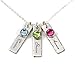 AJ's Collection Unity in Three Personalized Charm Necklace. Customize 3 Sterling Silver Rectangular Pendants with Names of Your Choice. Gifts for Her