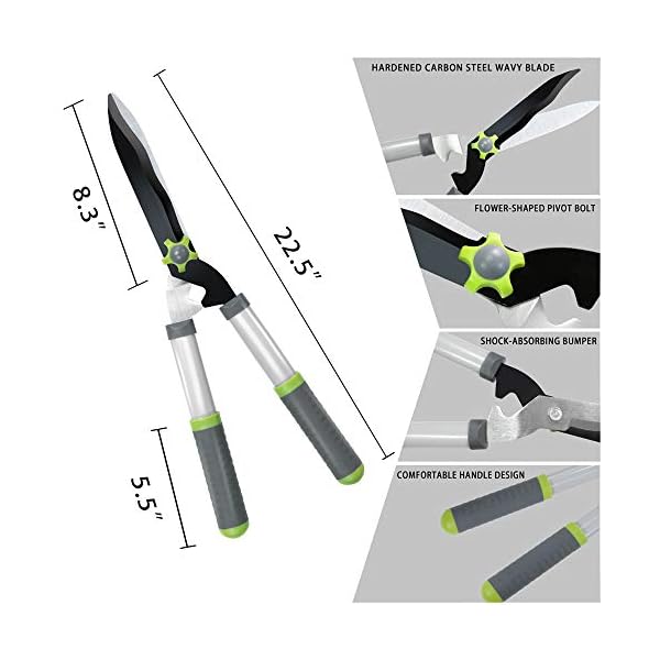 Hortem Gartenschere Set 3 STÜCKE, Scharfe Astschere 72cm, Professionellen Heckenscheren 58cm, Bypass-Baumschere – Bild 8