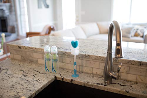 Dr. Brown's Reusable Sponge Baby Bottle Cleaning Brush Set with Suction Cup Stand, Scrubber and Nipple Cleaner, Blue, 3… - Image 5