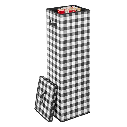 mDesign Tall GiftWrapping Paper Storage Box with Handles Upright