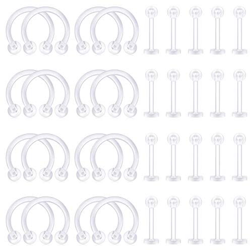 incaton 16G Clear Horseshoe Septum Piercing Retainer Flexible Monroe Medusa Cartilage Helix Tragus Piercing Jewellery
