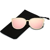 LKEYE Oversized Cat eye Sunglasses Metal Frame Mirror Lens Eyewear LK1704
