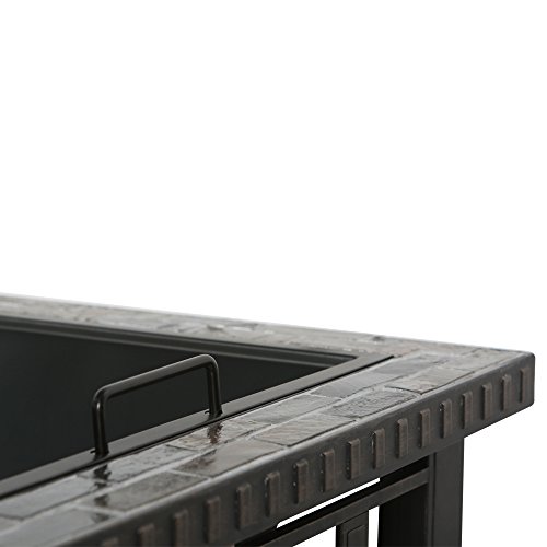 Master Cook Outdoor Firepit 30" Square Backyard Patio Garden Stove Fire Pit with Slate Tabletop by Bali Outdoors